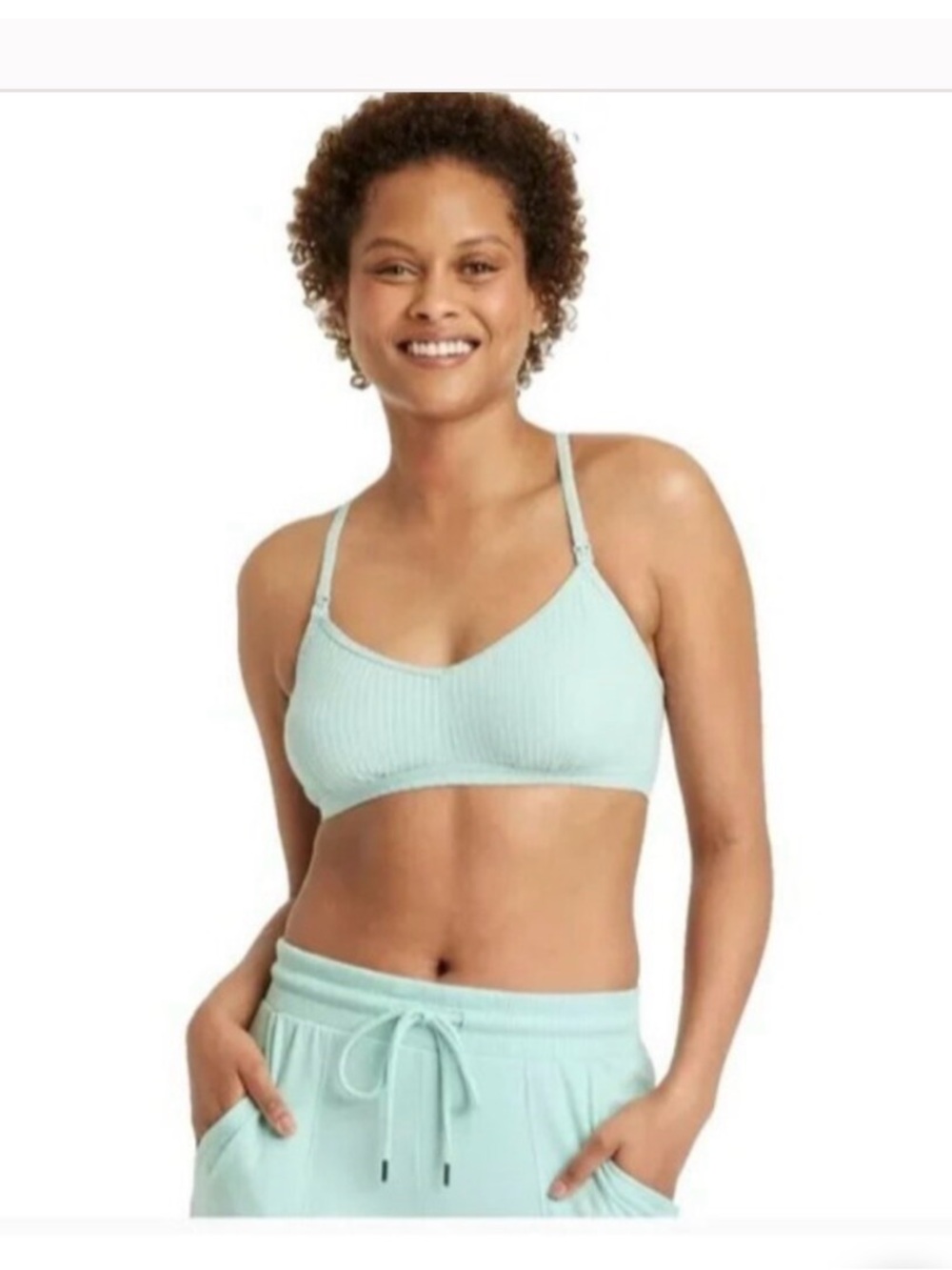 Lot of Two Auden Nursing Bralette size Medium, Green, unlined Racerback 2